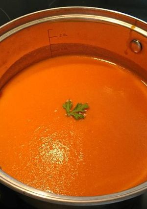 Una foto de Crema de calabaza y zanahoria