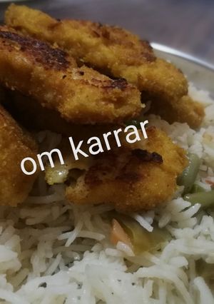 صورة لوصفة صدور دجاج مقلي ورز بالخضار