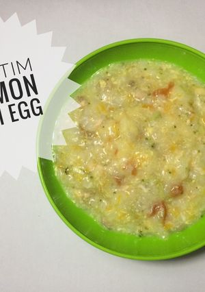 Foto resep NASI TIM SALMON with EGG mpasi 10m+ MPASI