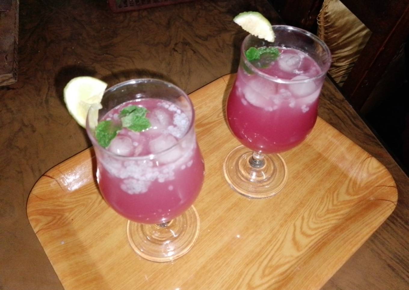 Pomegranate and sweet basil seeds drink