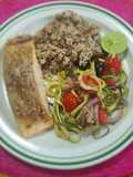 Salmon with Baked Zucchini Noodles Mediterranean Style