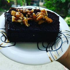 Chocolate walnut brownie A picture of Chocolate walnut brownie.
