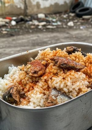 Una foto de Cocina de subsistencia: Arroz con Sardinas en Aceite y pimentón