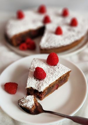 Une photo de Gâteau chocolat framboise