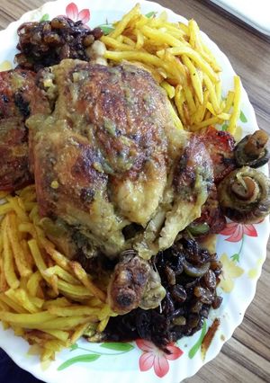 عکسی از دستور مرغ شکم پر بدون فر