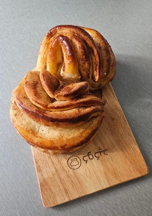 عکسی از دستور نان کره ای دارچینی 😋😋😋