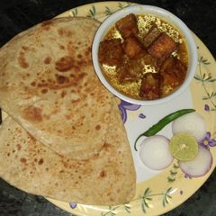Paneer curry in cooker A picture of Paneer curry in cooker.