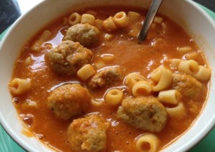 Steps to Make Super Quick Homemade Soup with Chicken Balls &amp; Pasta