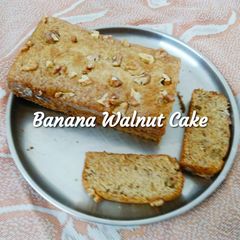 A picture of Eggless Banana Walnut Cake.