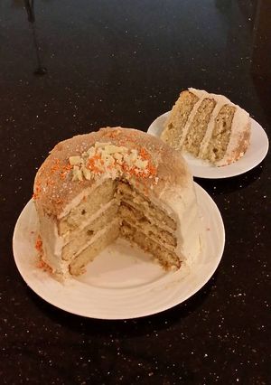 A picture of Cinnamon Layer Cake with Cinnamon Buttercream Filling/Frosting.