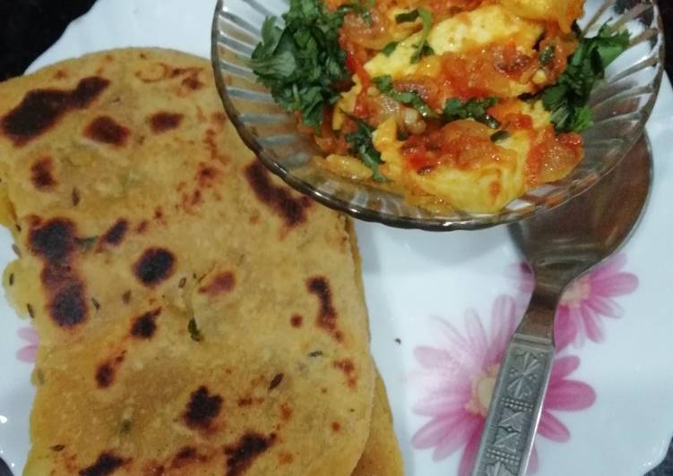 Kadhai paneer with paratha