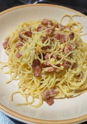 Une photo de Pâtes à la carbonara
