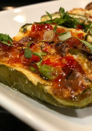 A picture of Easy Roasted Jalapeño Poppers with Thai Sweet Chili Sauce.