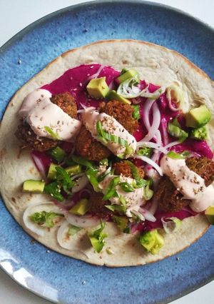 Una foto de Wrap de falafel