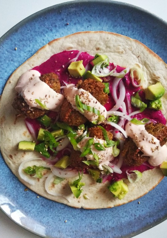 Una foto de Wrap de falafel