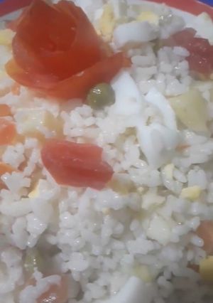 صورة لوصفة أرز بالبازيلا والبيض المسلوق