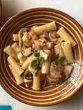 Tortelloni con pulpo y gambones, especias Sabor Cookpad, one pot