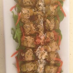 A picture of Eggplant roll with cheese.
