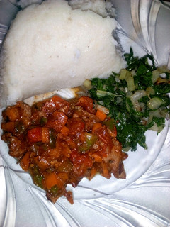 A picture of Steamed spinach and wet fried beef.