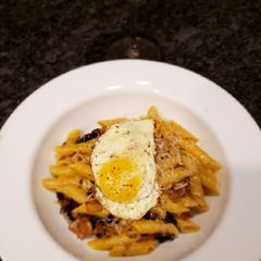 A picture of Penne Carbonarra.