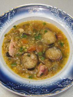 Фото Чечевичный суп с баклажанами.