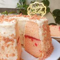 A picture of Pink Cheese Chiffon Cake.