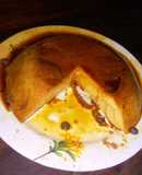 Flan con caramelo vainillas y chip de chocolates