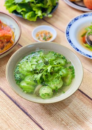 Hình của món Canh Mướp Nấu Tim Gà.