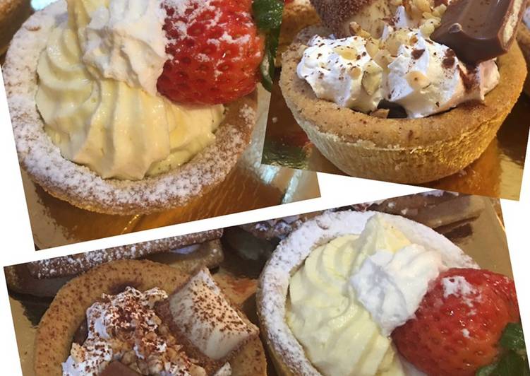 Dolci Cestini con Nutella e panna e con Fragole 🍓 e Crema chantilly