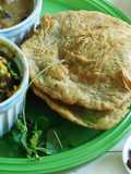Lunch is served: South Indian Thali with Potato Masala puri, Kidney Beans Koottu, and Green Chutney