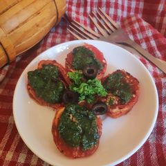A picture of Baked Pesto Tomatoes.