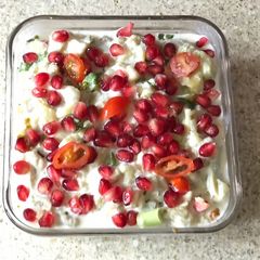 A picture of Dahi orro. (aubergine in yogurt).