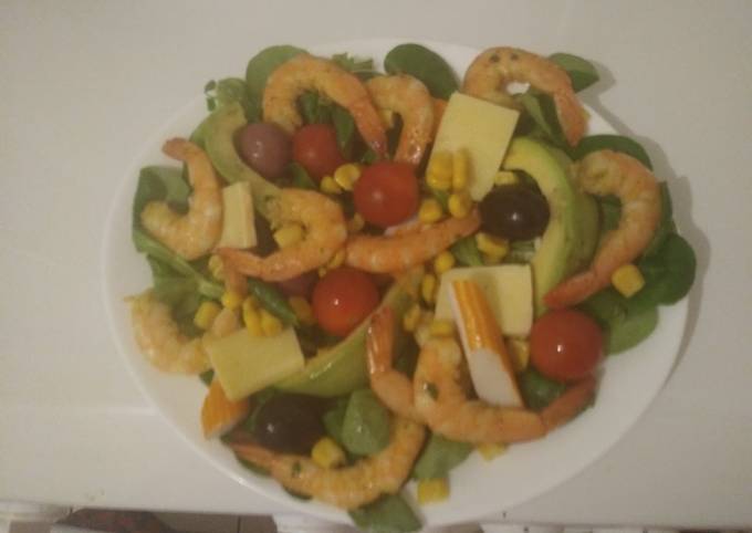 Salade d'avocat et crevettes