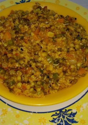 A picture of Veg masala sprout moong & oats khichdi.