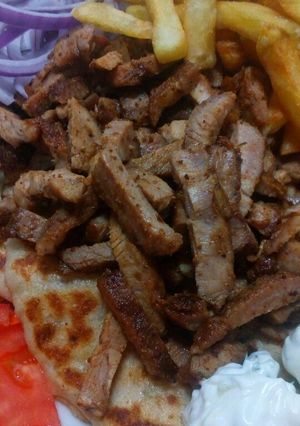 A picture of Homemade Gyro with Pork Shoulder Steak – Super Delicious!.