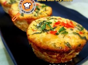 Gambar Egg Muffin with Kailan and Barley Rice