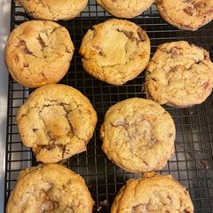 A picture of Left over Halloween candy cookies.