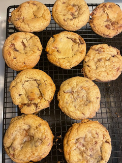 A picture of Left over Halloween candy cookies.