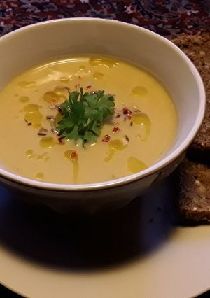 A picture of Sig's Parsley Root, Sweet Potato and Cilantro Soup.