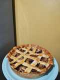 Tarta de pera con arándanos