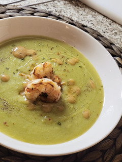 Una foto de Crema de Judías verdes y Gambas
