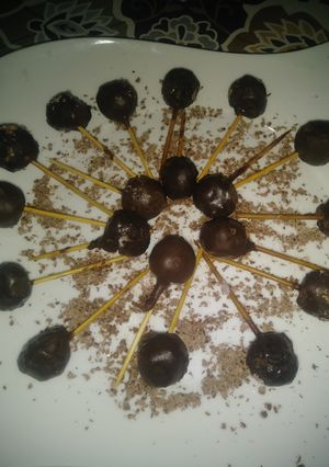 A picture of Chocolate lolypops.