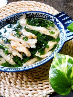 Hình của món Canh xà lách xoong nấu chả chay.