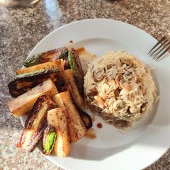 A picture of Broad beans rice and veggies.