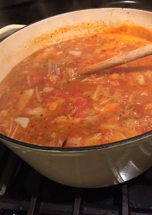 A picture of Minestrone Soup. Veggie.