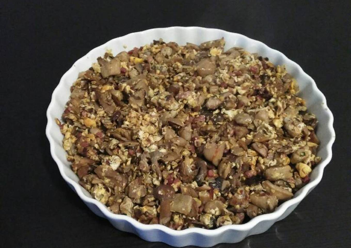 Mushrooms & Ham with scrambled eggs