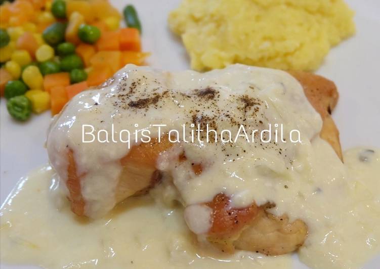 Resep Grilled Chicken with creamy sauce rumahan, Bisa Manjain Lidah