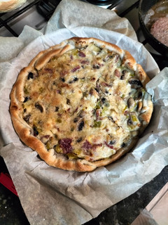 Una foto de Quiche de puerros y champiñones