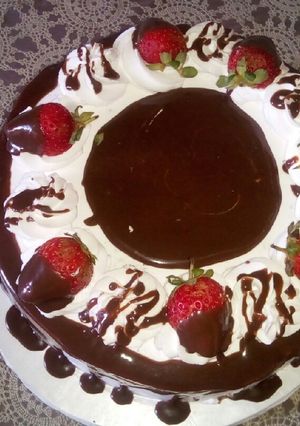 A picture of Black Forest cake(yummy and soft).