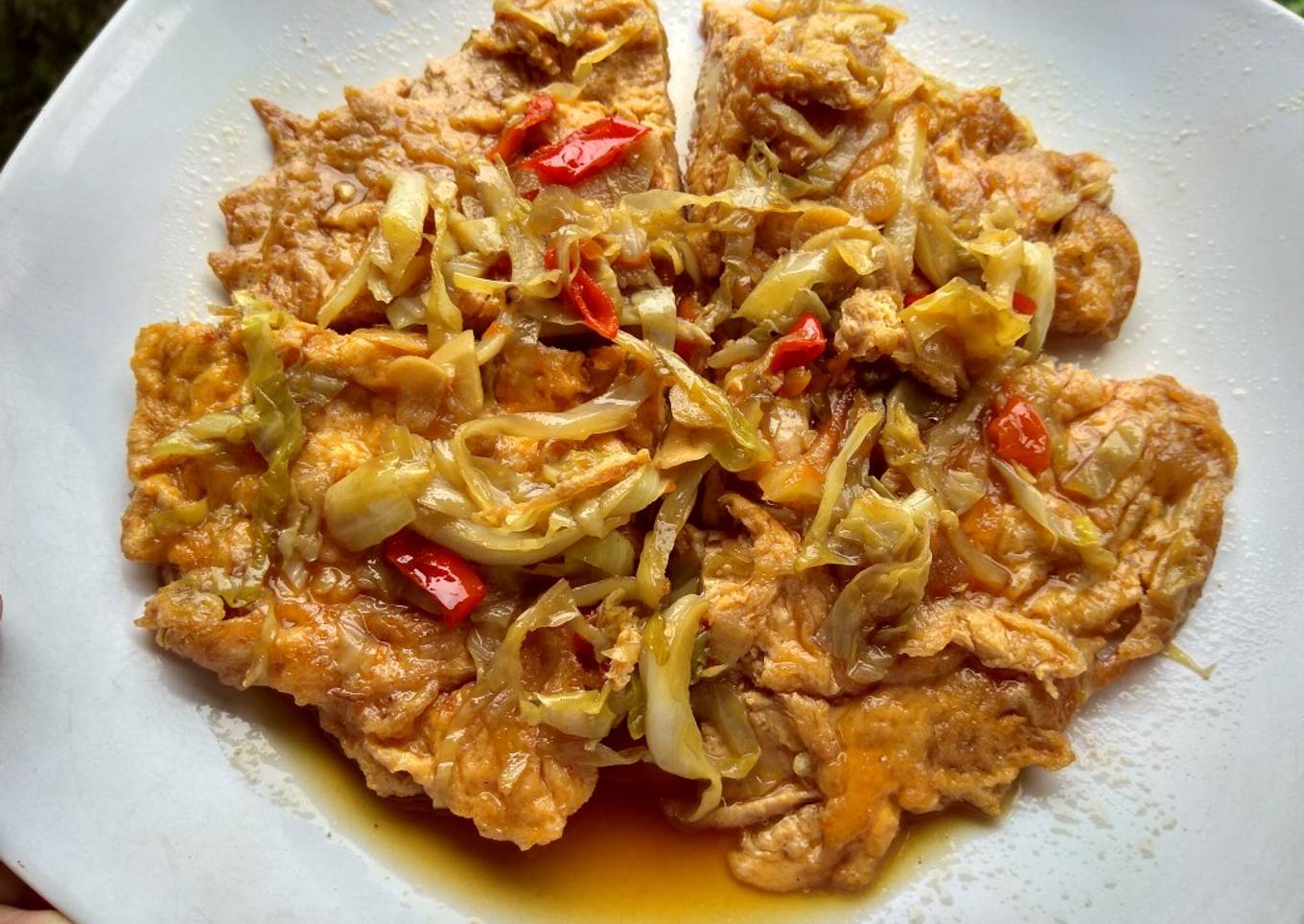 Telur kecap kubis cincang